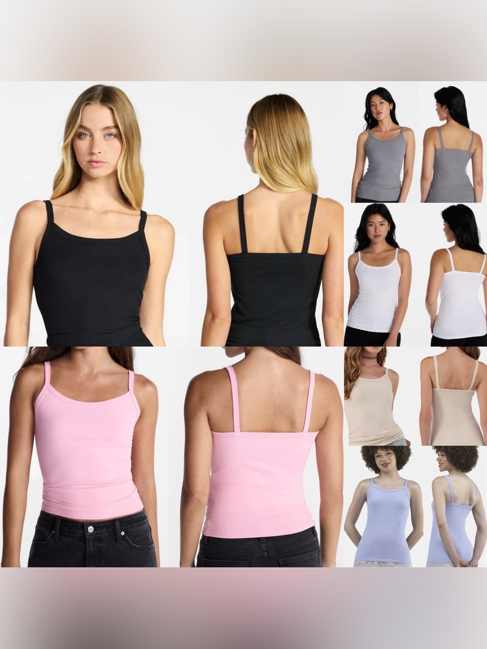 Women’s No Boundaries Ribbed Cami Tops - set of 6 - sizes XS to L